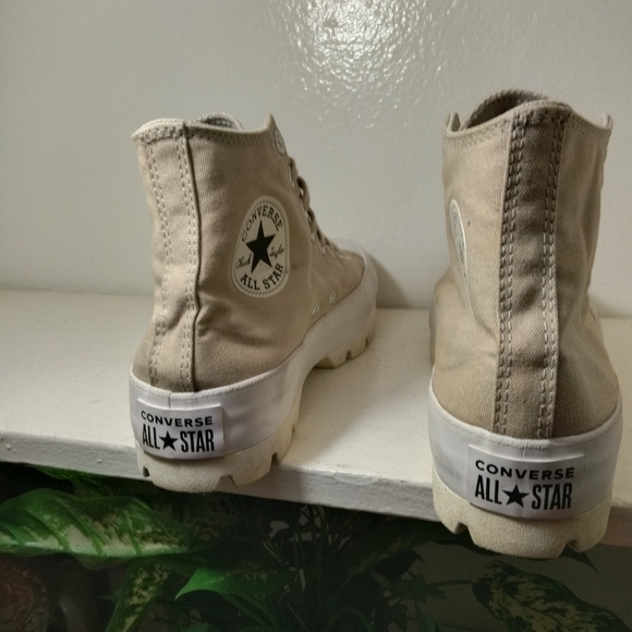 Converse Womens Lugged High Top Shoes Beige Size 9 - Picture 7 of 8